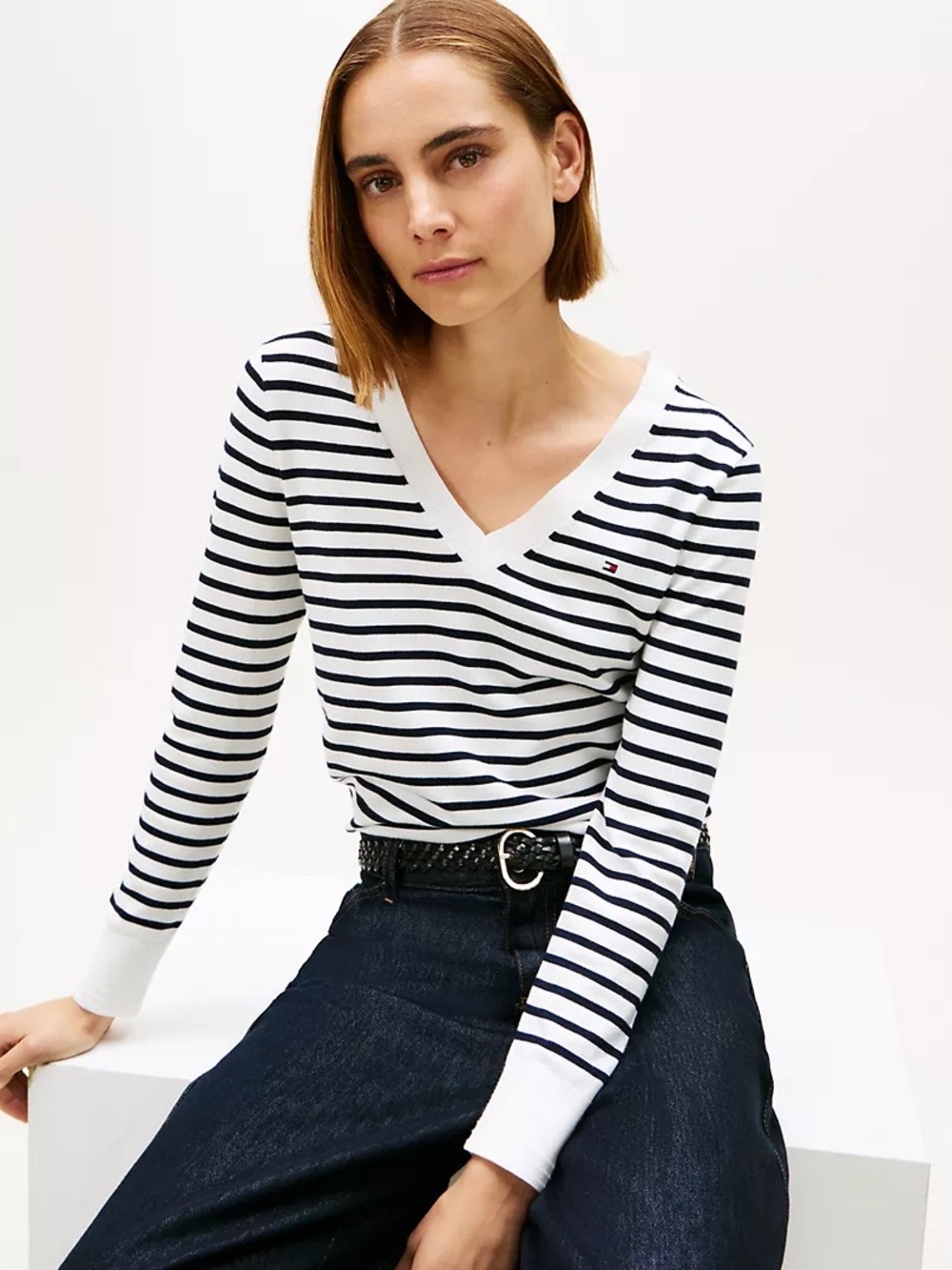 Tommy Hilfiger Striped V-Neck Sweater